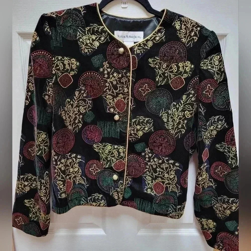 Norton McNaughton Button Down Jacket with Floral Print Size 6